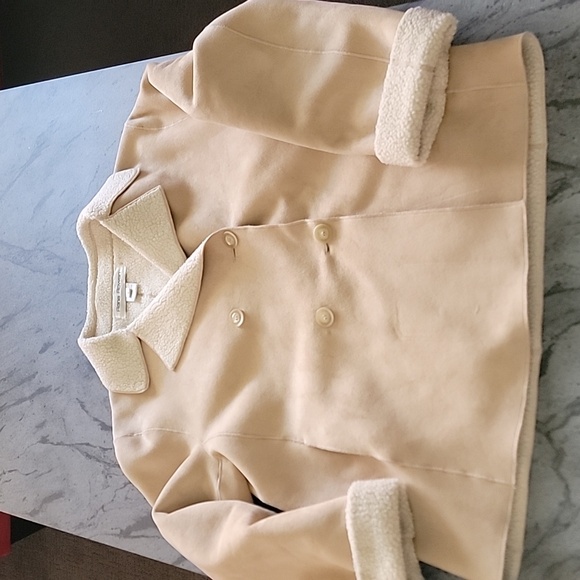 RENA ROWAN Faux Suede and Sherpa Jacket/Coat Tan Beige Size S - Picture 9 of 13